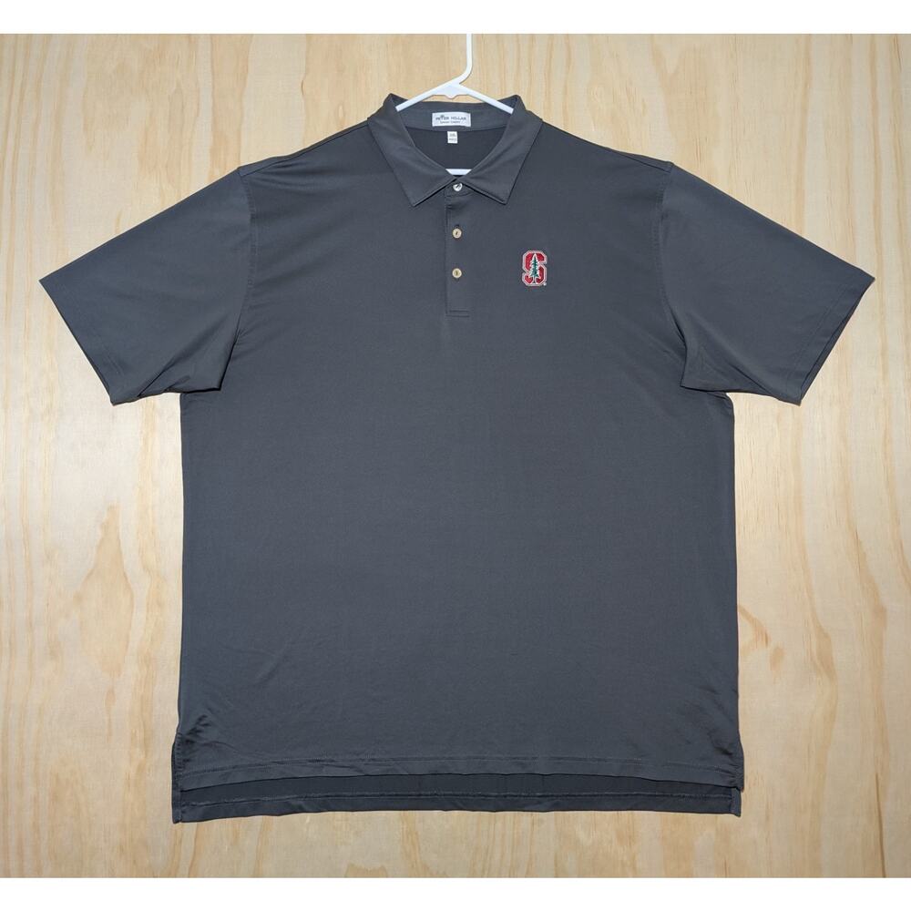 Peter Millar Men's XXL Stanford Cardinal Polo Summer Comfort Iron Grey Stretch
